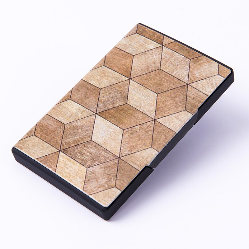 ZOVYVOL Metall Visitenkarte Kasten Name Karte fallen RFID Sperrung Clever Brieftasche Verschiedene aufbringen Kreditkarte Halfter: 213 Patchwork Wooden