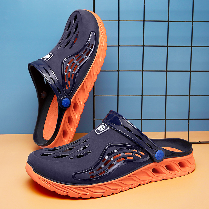 Zomer Strand Schoenen Outdoor Slippers Mannen Vrouwen Indoor Hoge Zachte Bodem Sandalen Trend Slides Licht Heren Tuin Klompen Mannelijke: Oranje / 45