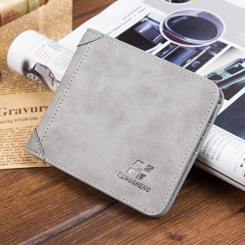 Men's Wallet Useful Retro Purse Multifunctional Casual Frosted Leather Horizontal Classic Wallet Good: Horizontal gray