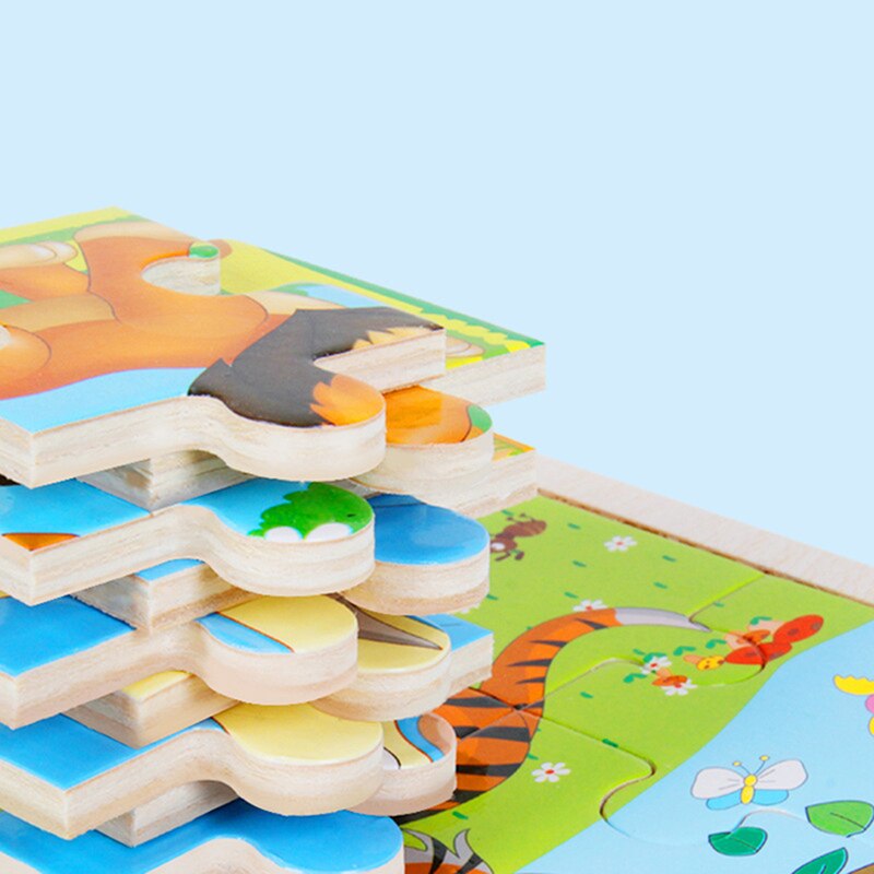 6 Kleine Stuk Kids Toy Houten Puzzel Houten 3D Puzzel Voor Kinderen Baby Cartoon Dier Puzzels Educatief Speelgoed