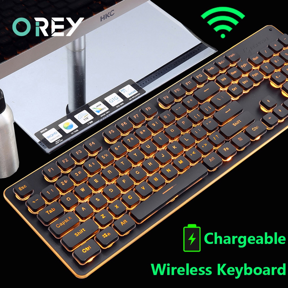 2.4g claviers de jeu sans fil, souris, imitation clavier mécanique, souris de jeu pour ordinateur lenovo, macbook, clavier rétroéclairé