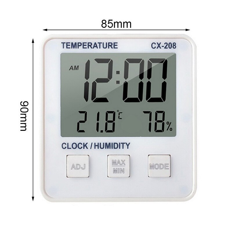 Indoor Outdoor Digital Wireless Thermometer Hygrometer With Clock LCD Display Temperature Humidity Meter: CX-208 white