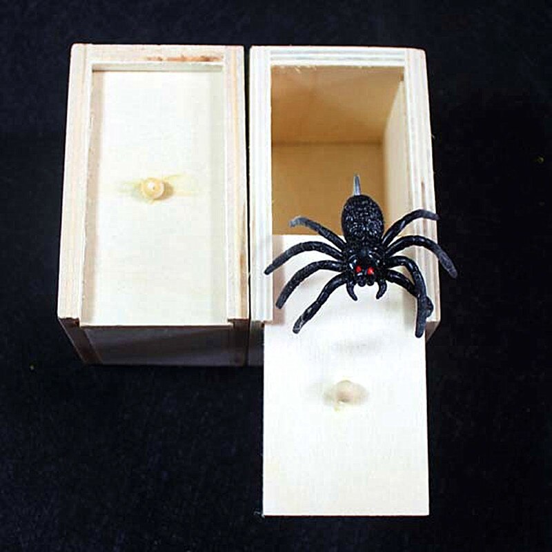 Funny Scare Box Wooden Prank Spider Hidden in Case Great Prank-Wooden Scarebox Interesting Play Trick Joke Toys: White