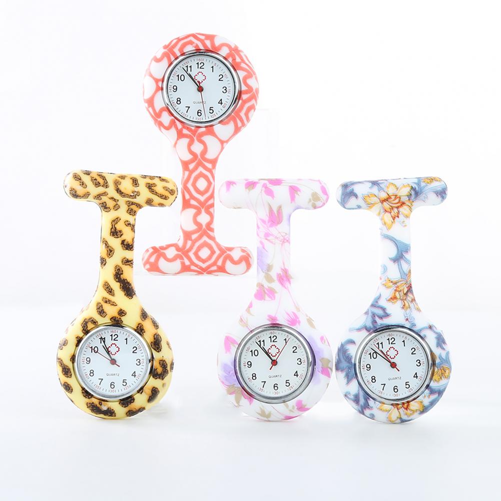 Reloj de enfermera con esfera redonda, reloj con números arábigos, de silicona, galvanoplastia, , broche de enfermera para Hospital