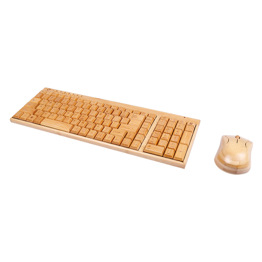 Handcrafted Natural Bamboo Wooden PC Wireless 2.4GHz Keyboard and Mouse Combo Gamer Similar for PC #YL10