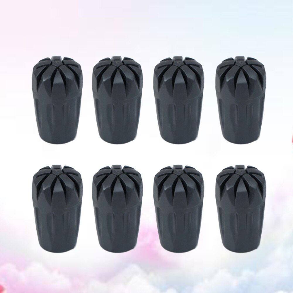 8pcs Trekking Cane Tip Black Hiking Pole Tip Rubber Tip Walking Stick Head Protector for Walking Stick Hiking Pole Trekking Cane