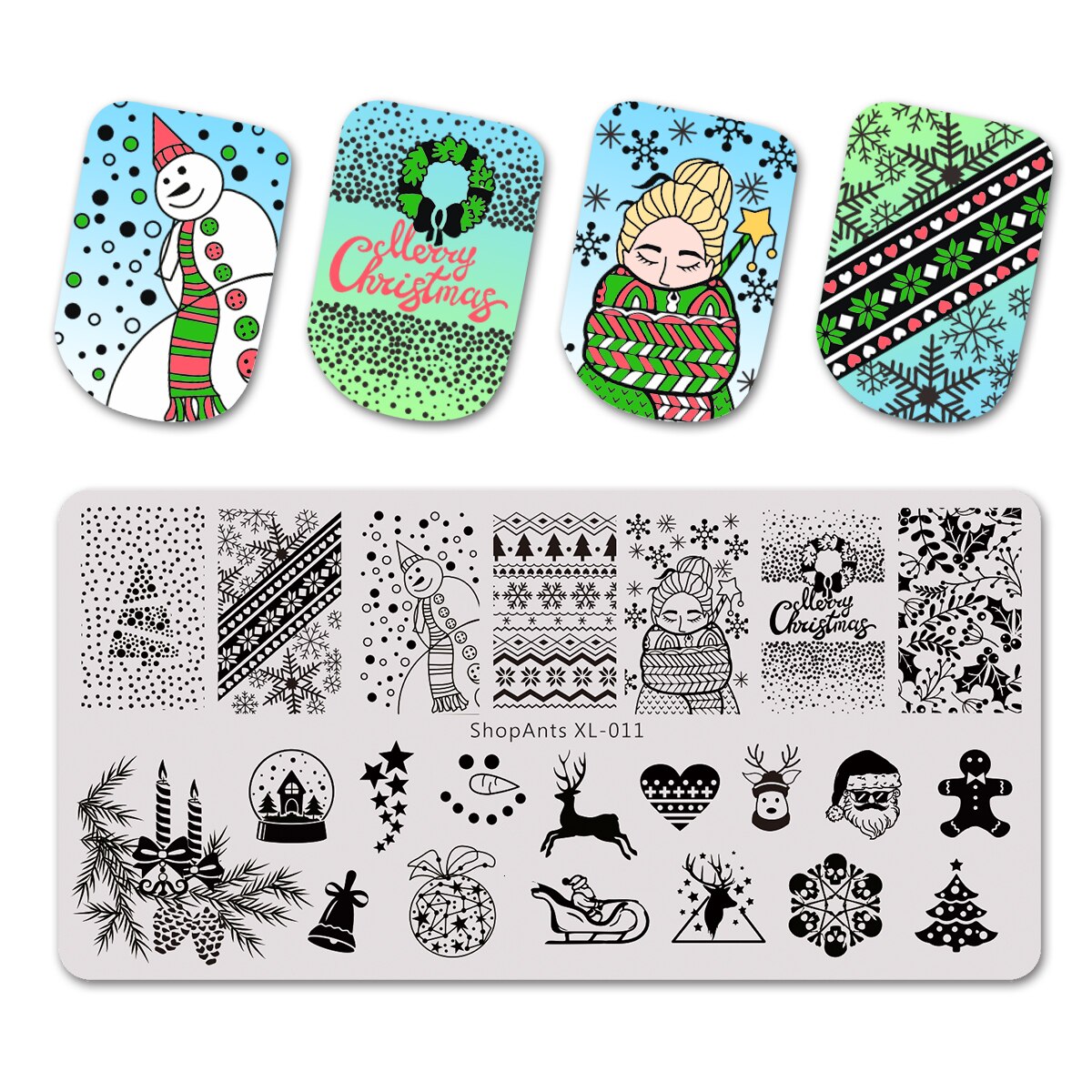 SHOPANTS 6*12cm Rectangle Nail Stamping Plates Leaf Flowers Butterfly Nail Art Stamp Templates Stencils Polish Manicure: 011