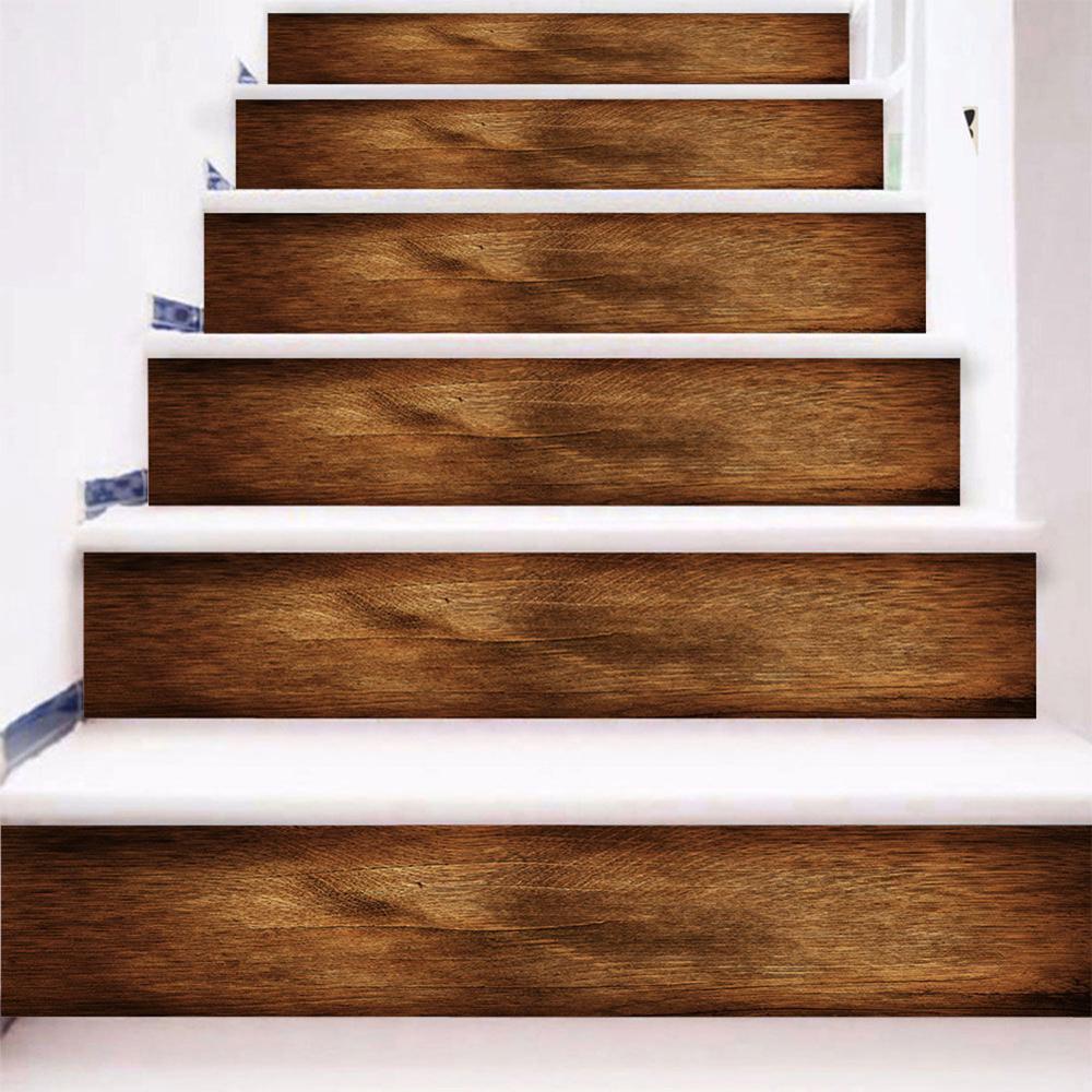 6/13 stk aftagelig trappe klistermærke trin træ selvklæbende pvc trappe tapet mærkat vinyl trappe hjem dekoration