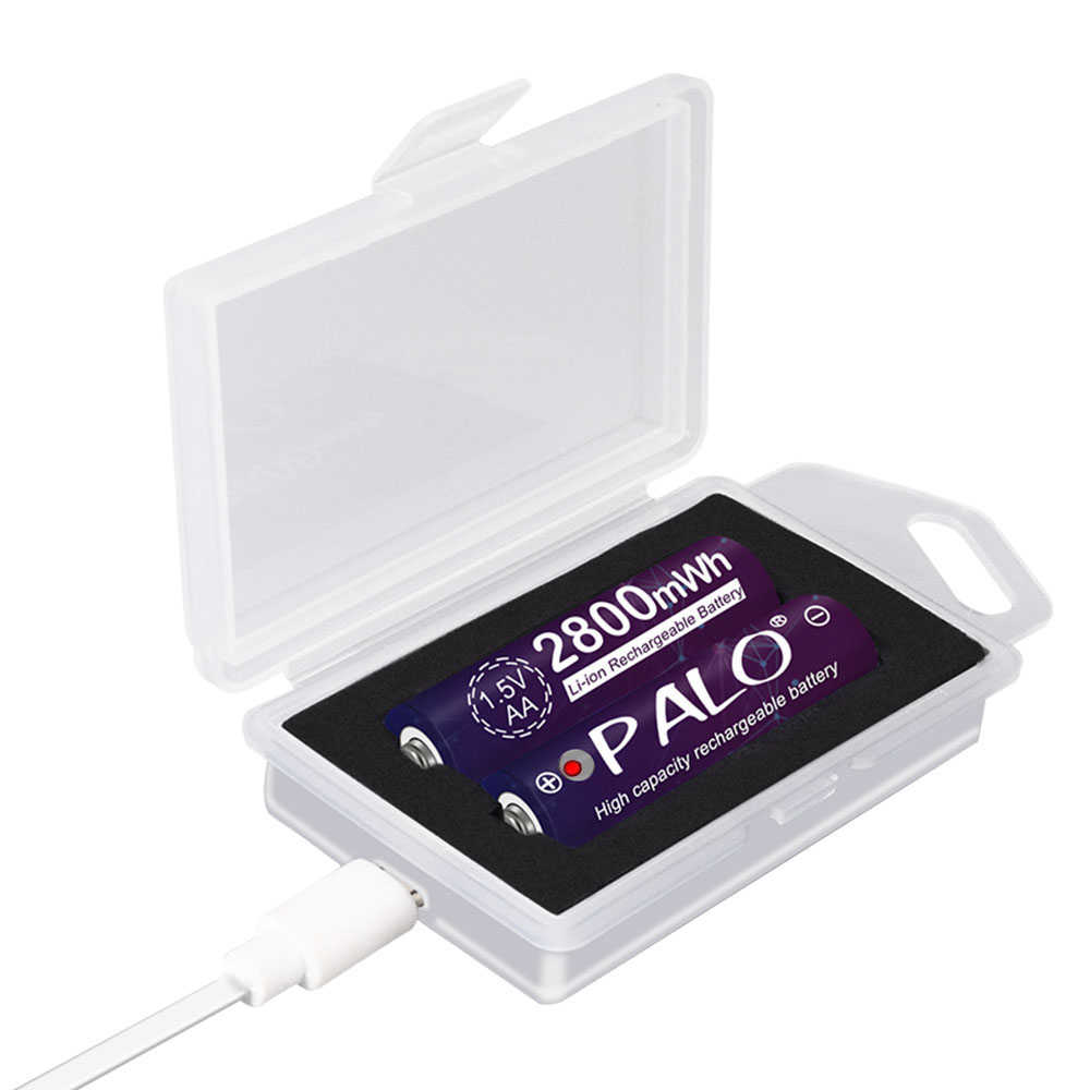 PALO 2800mWh AA1.5V lithium-ion battery 1.5V AA rechargeable pre-charge battery+1.5V AA li-ion battery charger case usb charger
