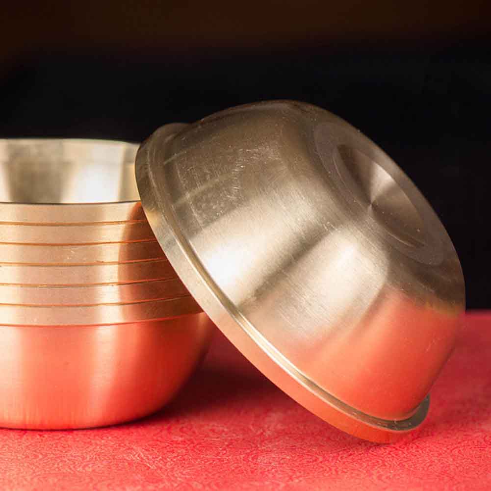 Suministros de agua para el Tíbet, Budista Tibetano, contenedor de cuencos, artesanía de cobre, 7 Uds.