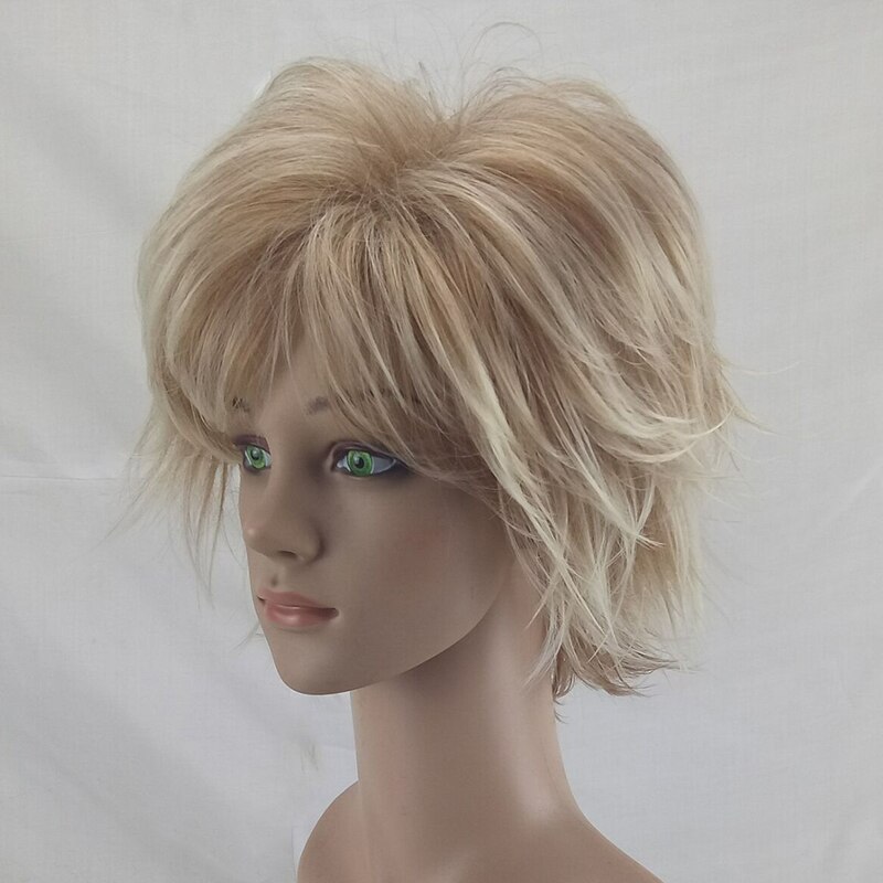 Hairjoy witte vrouwen synthetische haarpruiken blonde korte krullende pruik hittebestendig kapsel 2 kleuren beschikbaar