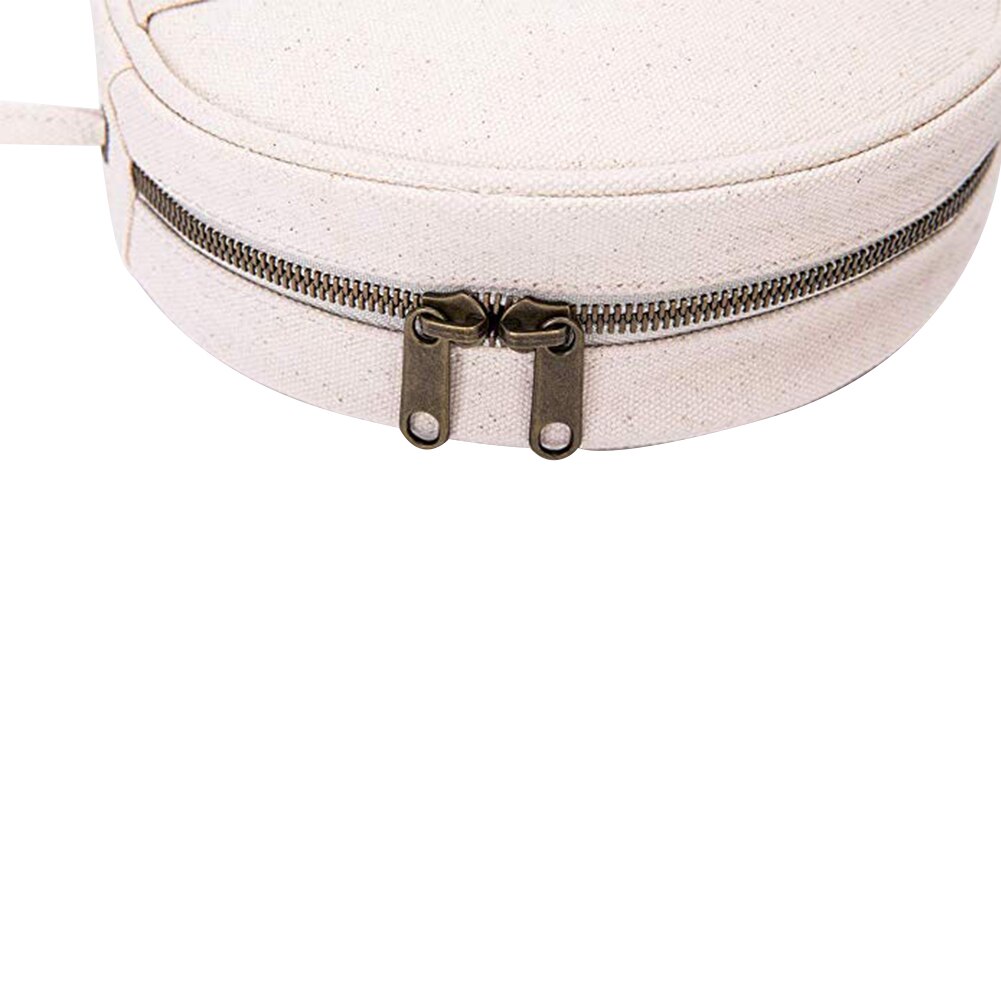 Mode Toevallige Meisjes Vrouwen Ronde Effen Kleur Canvas Schoudertas Crossbody Messenger Student Handtas Ronde Zakken Zwart/Wit