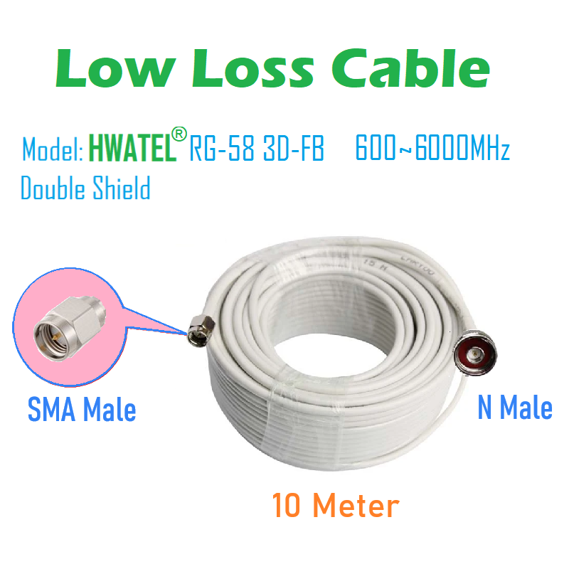 Original HWAWEI LOW LOSS Radio Frequency RF Coaxial Cable RG58 RG-58U Feeder Cable with N Male SMA TS9 CRC9 Connector for Router: grey