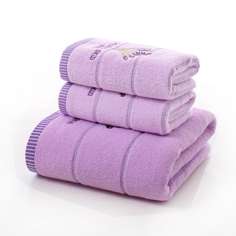 Cotton Towel High Absorbent Face Towel Bath Towel Beach Towel For Adults Quick Dry Soft comfortable Towels set bathroom: Purple-3pcs-set