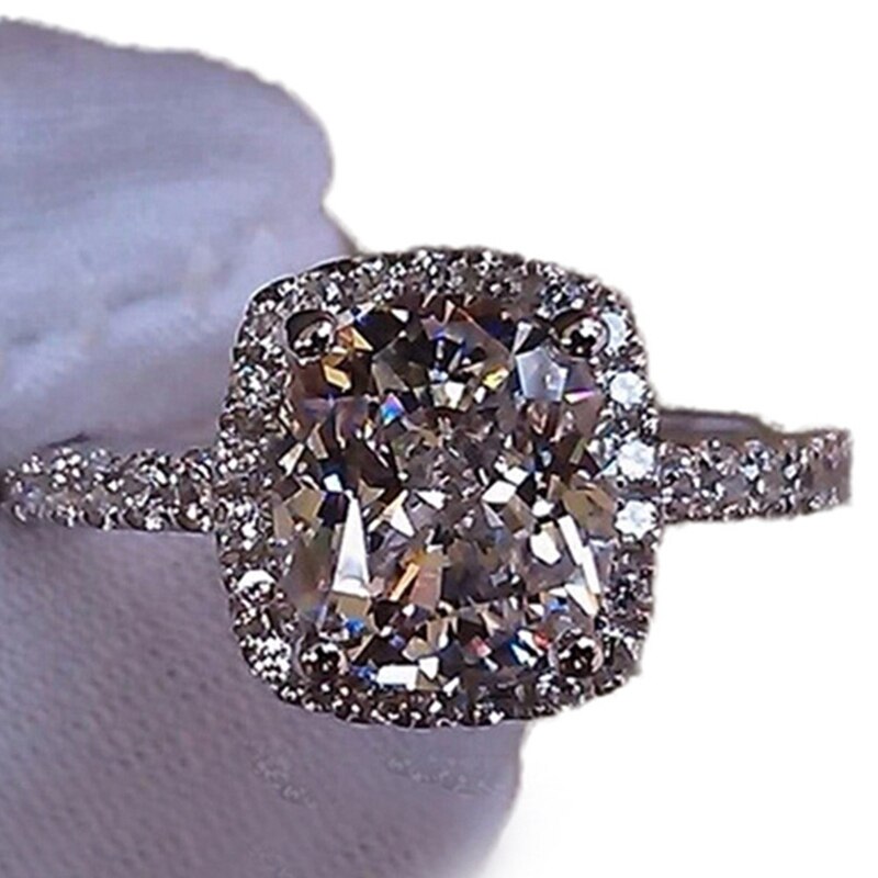 Runde Zirkon Ring Reibungslos Gepflasterte Frauen Finger Ring Echt Weiß Süße Farbe Kristall Ring Hochzeit
