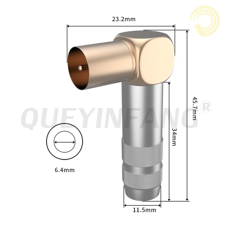 QUEYINFANG TV Plug Copper shell Television Male Plug TV Terminal Antenna Connector 90 Degrees TV Plug TV male Connector