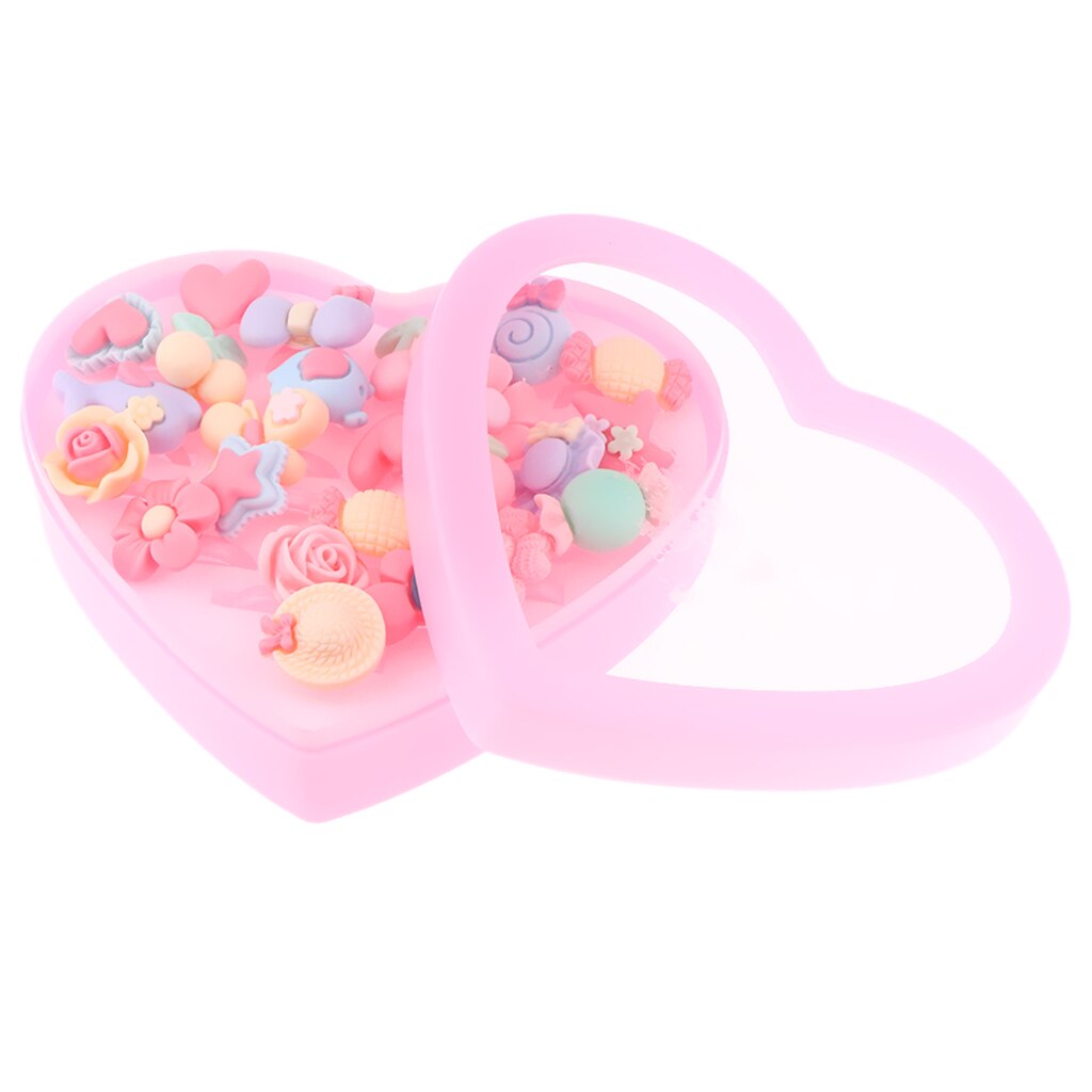 24pcs/Box Adorable Handmade Assorted Finger Rings, Pretend Play Dress Up Game Simulation Jewelry Toy for Girls