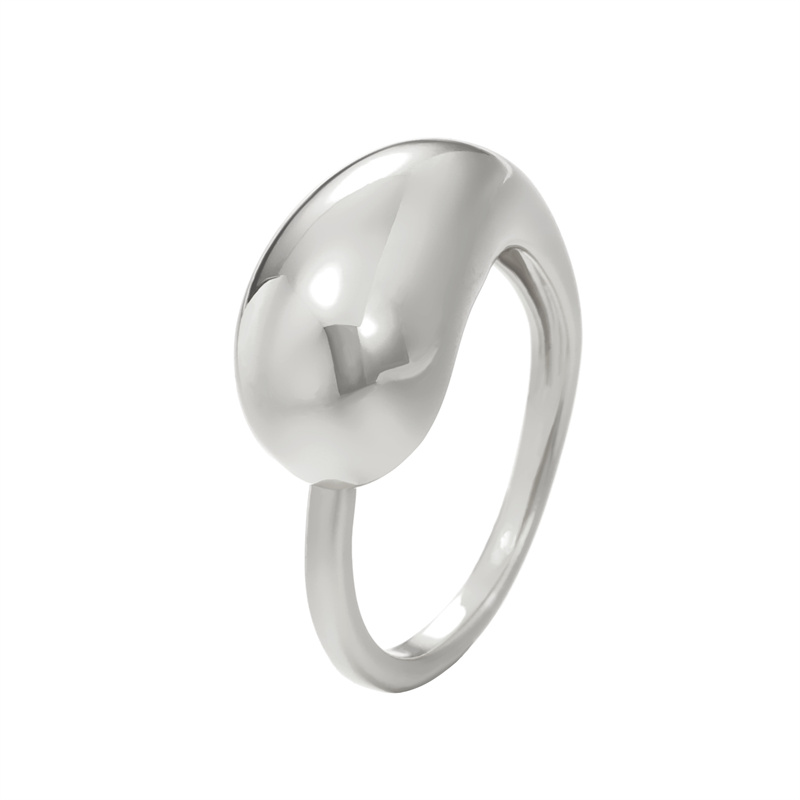 Anillo de Metal de Color dorado geométrico hueco de acero inoxidable para mujer, coreana, anillo liso abierto Punk, de joyería de: Gris