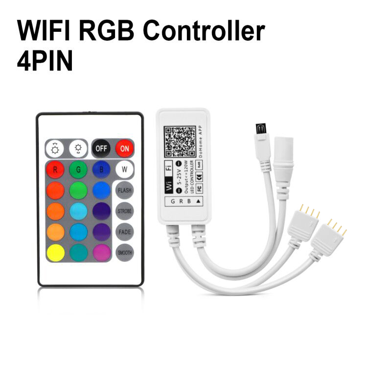 WIFI Switch RGB Controller Work With Apple Homekit Siri Voice Control Power Adapter IR Remote For LED Strip Light DC 12V: 2 heads