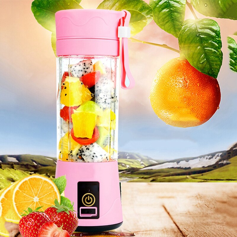 AD-380Ml Portable Juicer USB Rechargeable 6 Blades Juicer Smoothie Blender Machine Mixer Mini Juice Cup Green