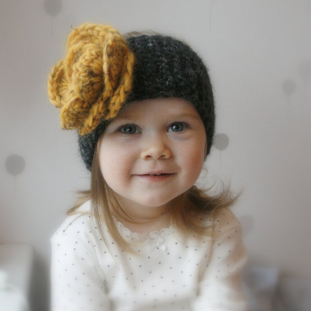 Nouvelle doux bébé hiver garder au fleur tricot laine infantile enfants fille bandeau phtographie accessoires bébé cheveux accessoires