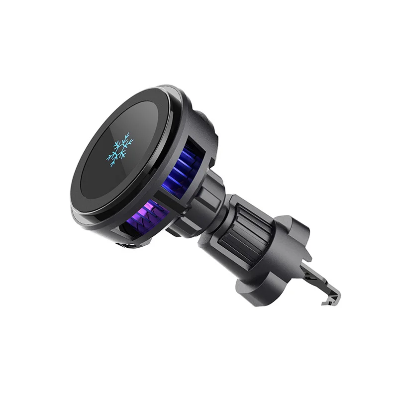 30W ice Cooling Magnetic Wireless Car Charger for iPhone16 15 14 13 12 Pro Max MacSafe Car Phone Holder Fast Charging Station: Silver