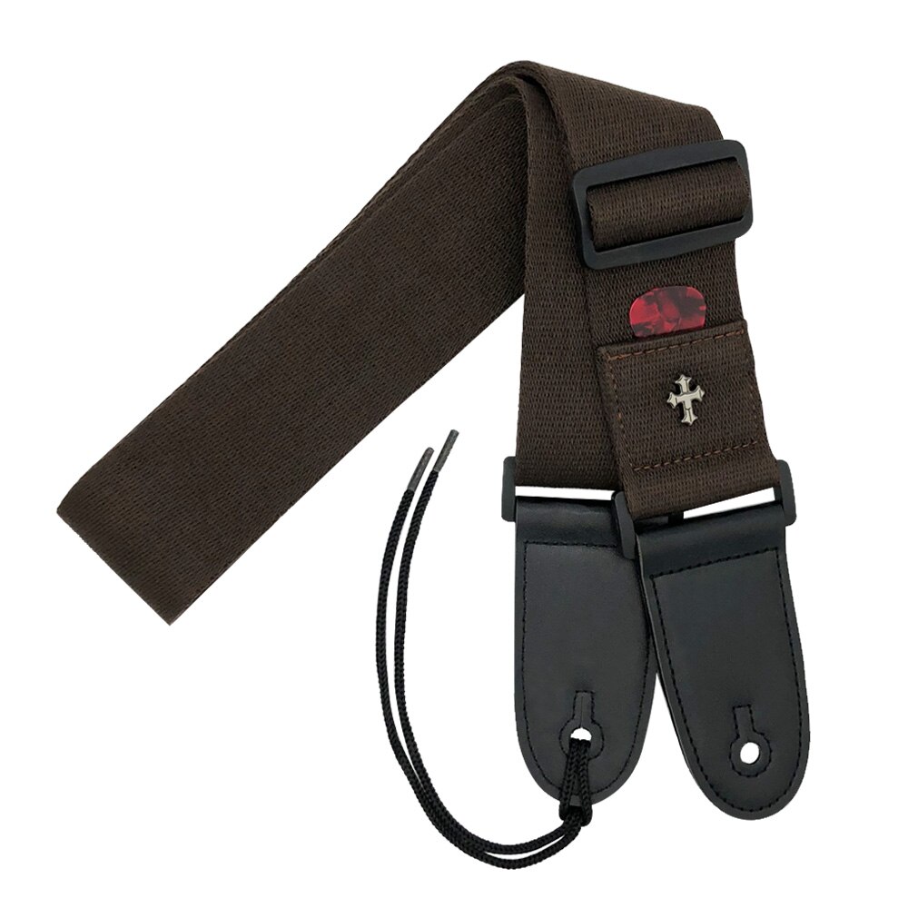 Slozz-kitaran hihna akustiselle sähkökitaralle / bassotarvikkeet kudottu kangas nahkapää 5cm/2 &quot; leveys 154cm/60.6 &quot; pituus: Suklaa