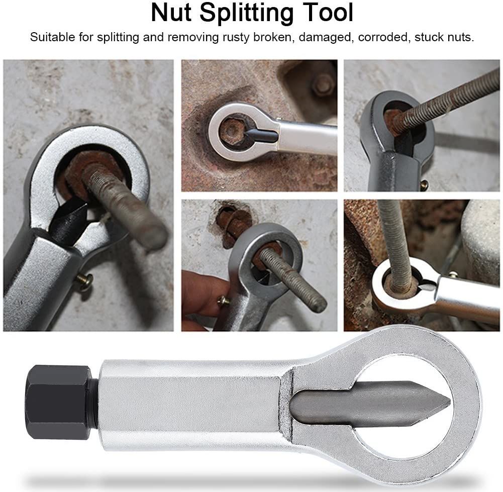 4 PCS Pumauto Steel Heavy Duty Nut Splitter Set Bolt Buster Breaker Tool Broken Damaged Screw Nut Removal Splitting Kits