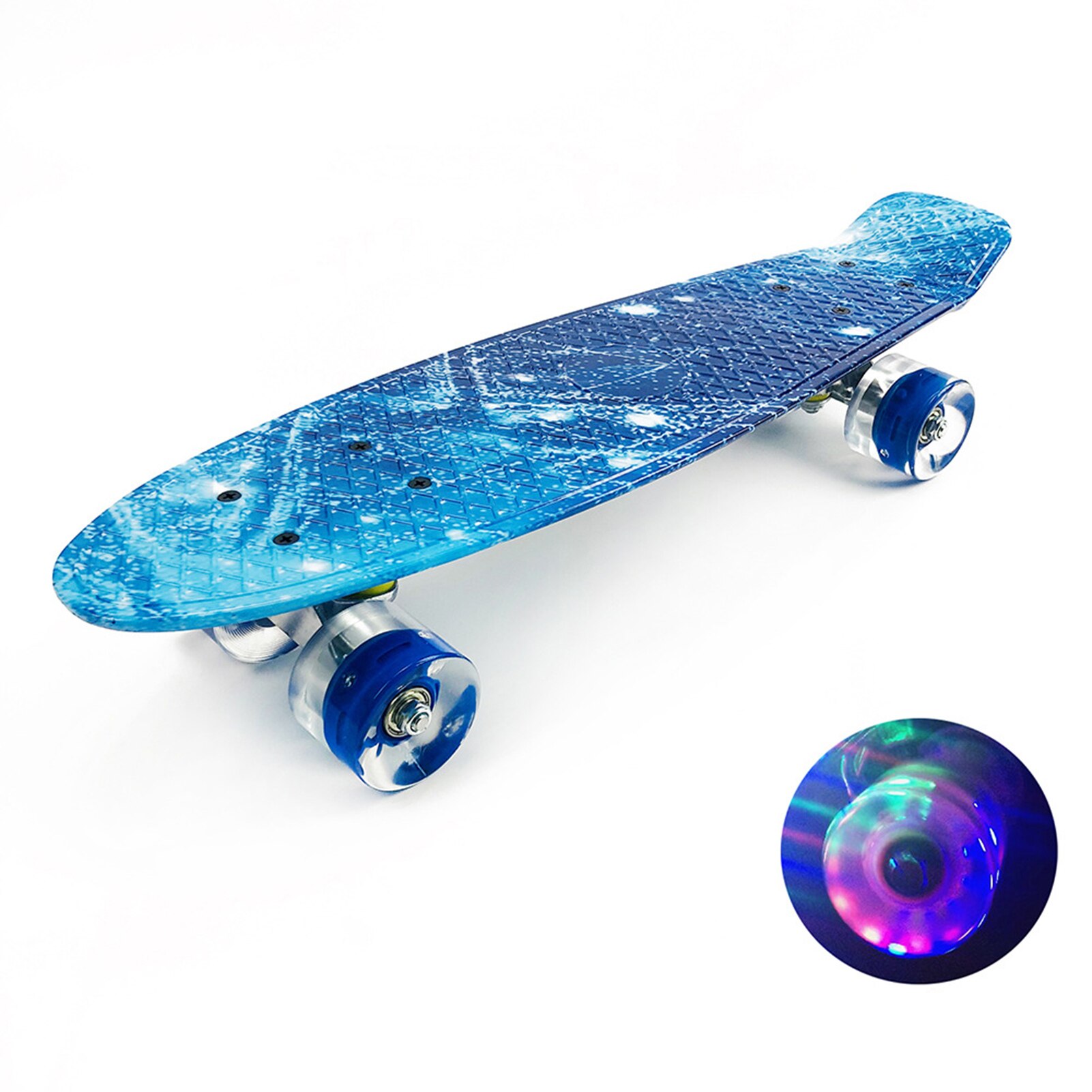 Monopatín de 22 pulgadas con ruedas LED de colores, ruedas intermitentes, para niños y niñas: sky blue