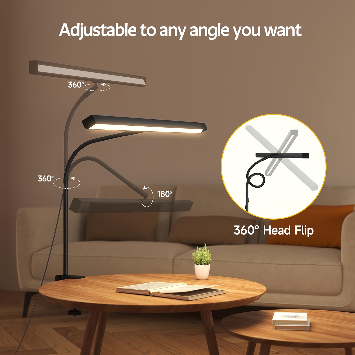 Luce per schermo antiriflesso USB Luce notturna Lampada da lettura a LED con morsetto Luce a collo di cigno flessibile dimmerabile a 360 gradi: Default Title