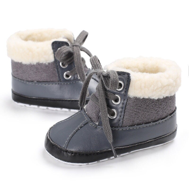 the style handsome personality Boys Toddler Winter Snow Boots Sneakers Baby Infant Casual Soft Sole Shoes Boots wild: Gray / 0-6 Months