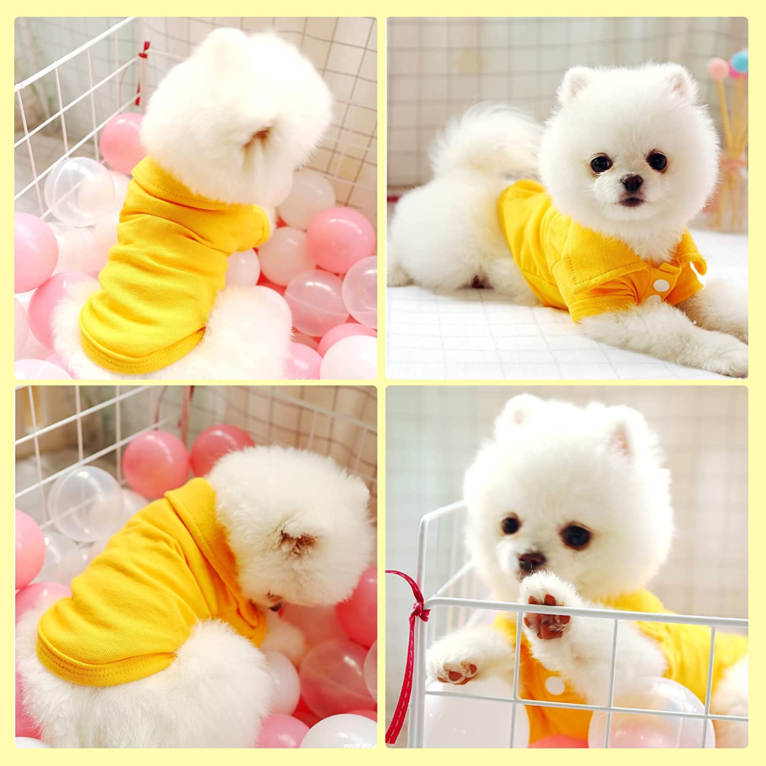 LVTUBANLV 4 Pack Solid Dog Polo Tshirts Shirts Pet Puppy T-Shirt Clothes Outfit Apparel Coats Tops Casual Pet Outfits