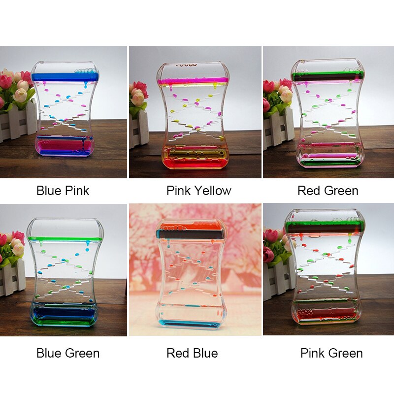 Dynamic Liquid Hour-glass Decompression Toy with 2 Color Flowing Oil Ornament for Killing Time Stress Relief GHS99