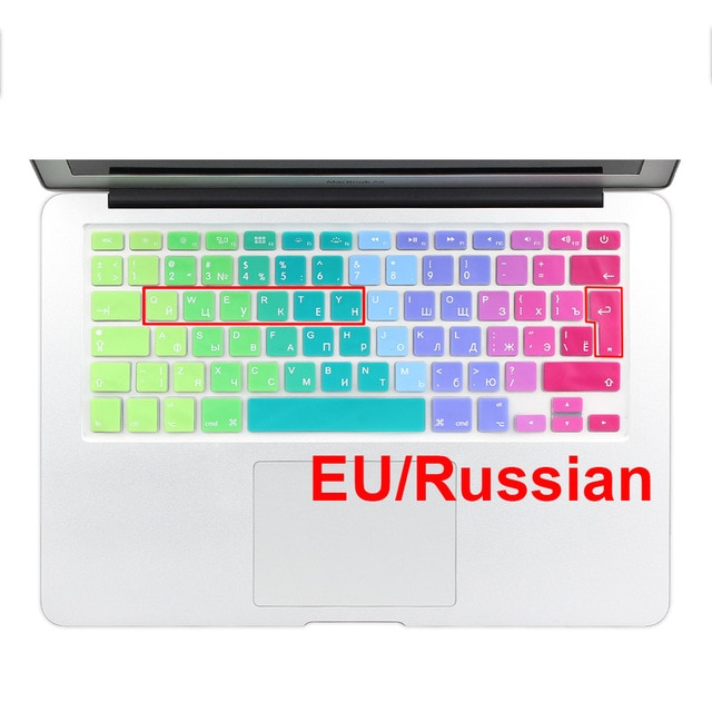 Euro Enter Russian Language Letter Soft Silicone Keyboard Cover For Macbook Air 13 Pro 13 15 17 Retina Protector Sticker Film