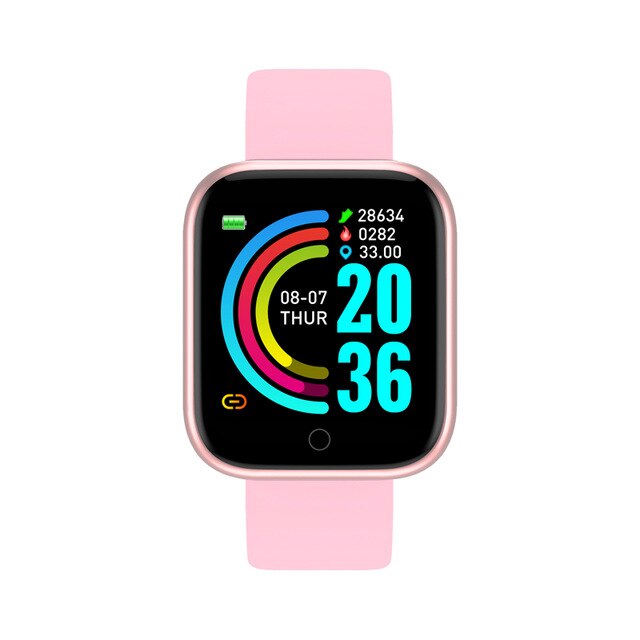 2022 d20 smartwatches für damen und herren  y68 fitness-tracker mit herzfrequenzmesser und blutdruckmessung für android und ios: Rosa