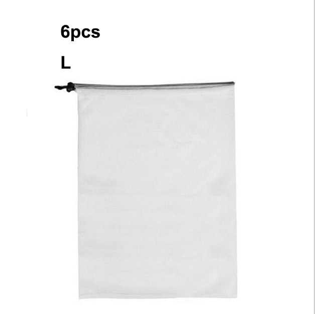 Sacs en maille réutilisables pour produits, 2 à 15 pièces, lavables, écologiques, sacs légers pour épicerie, stockage de fruits et légumes: 6pcs L
