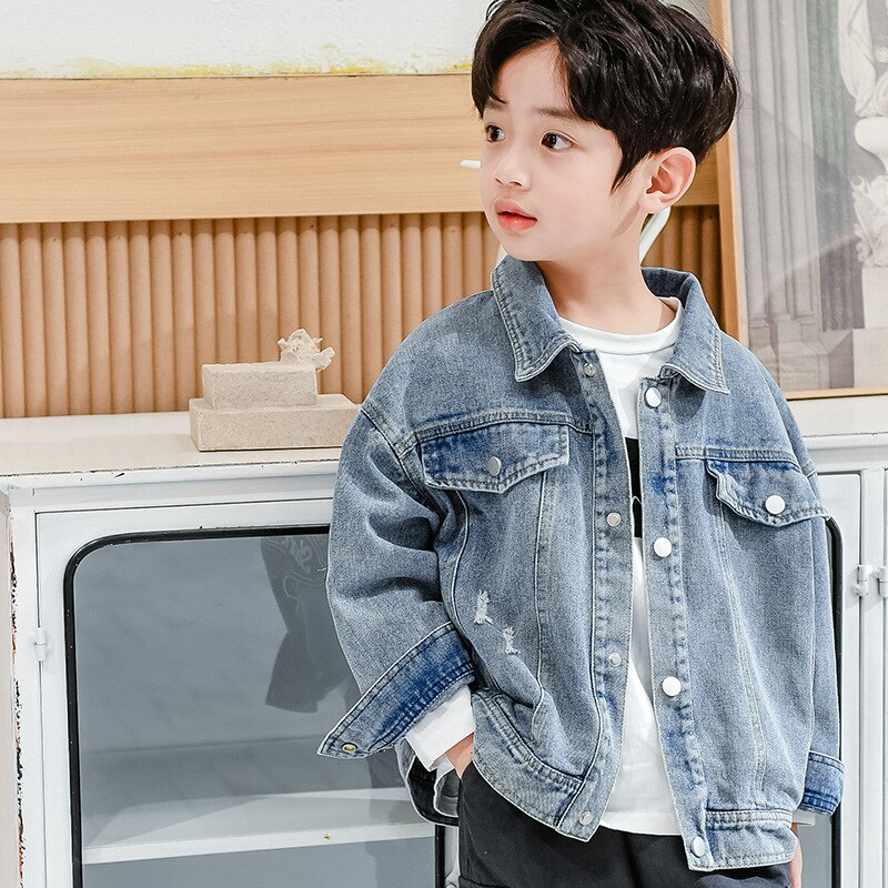 Veste en denim pour enfants de 6 à 12 ans, printemps et automne