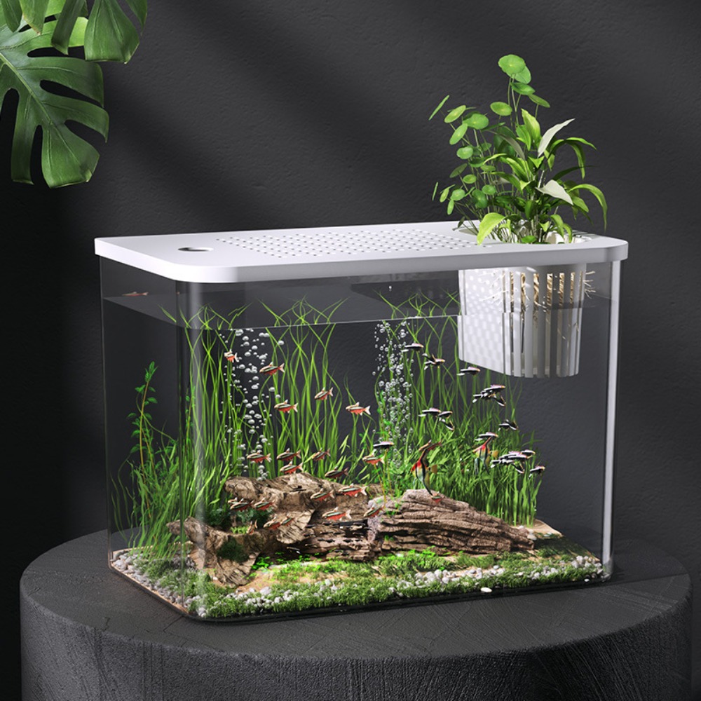 PET + ABS pecera nueva transparente con tapa acuario tanque hidropónico resistente a caídas tanque de tortuga hogar