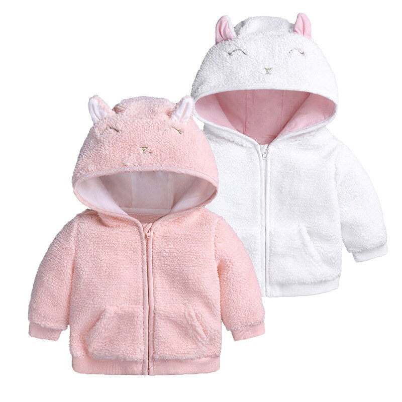 Baby Meisje Jas Herfst En Winter Polar Fleece Kinderen Schattige Konijn Capuchon Rits Jas Baby Kleding 3-18 maand