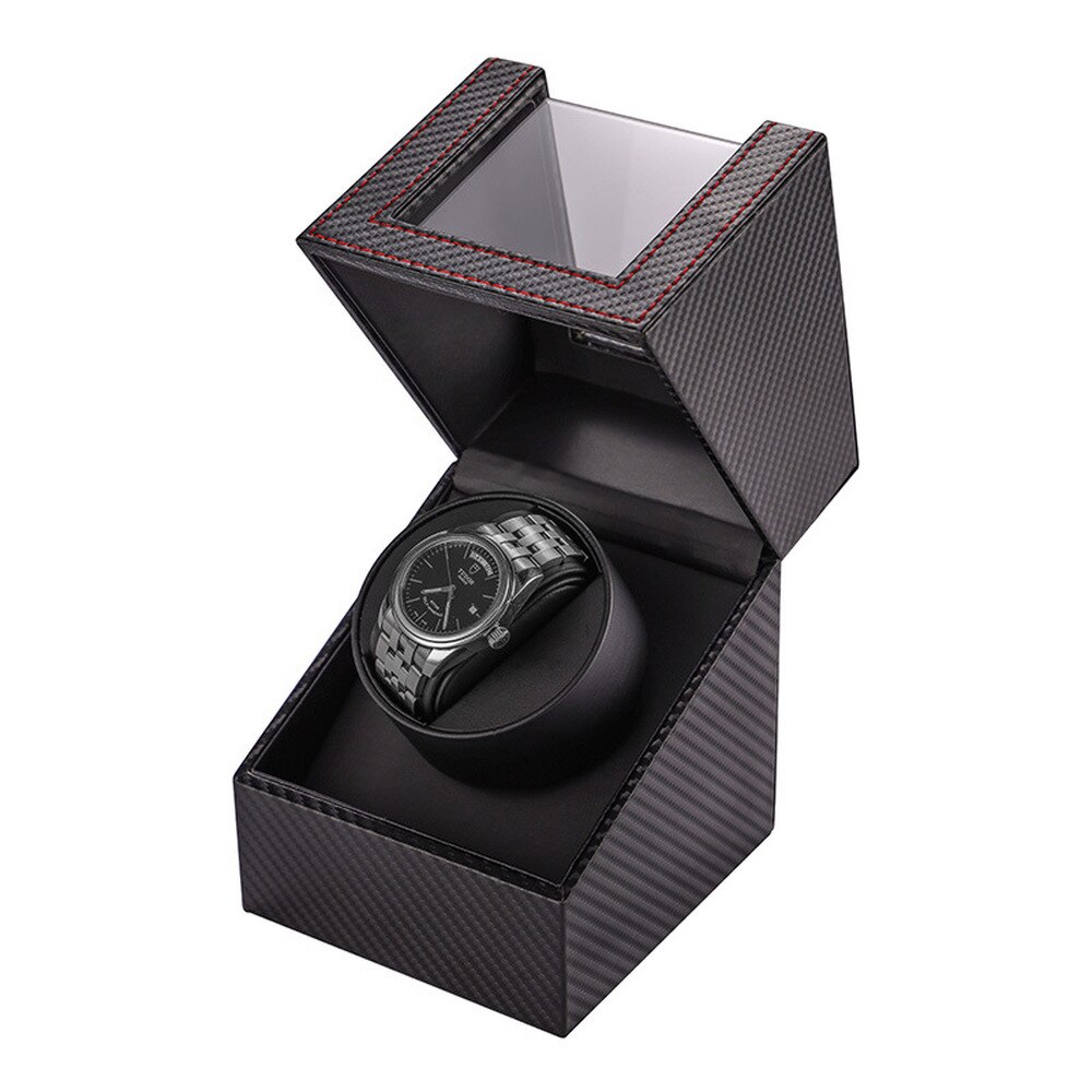 Carbon Fiber Horloge Shaker Mini Enkele Elektrische Horloge Doos Self Winding Horloge Ontvanger Display Horloge Winder Box Eu/us/Uk/Au