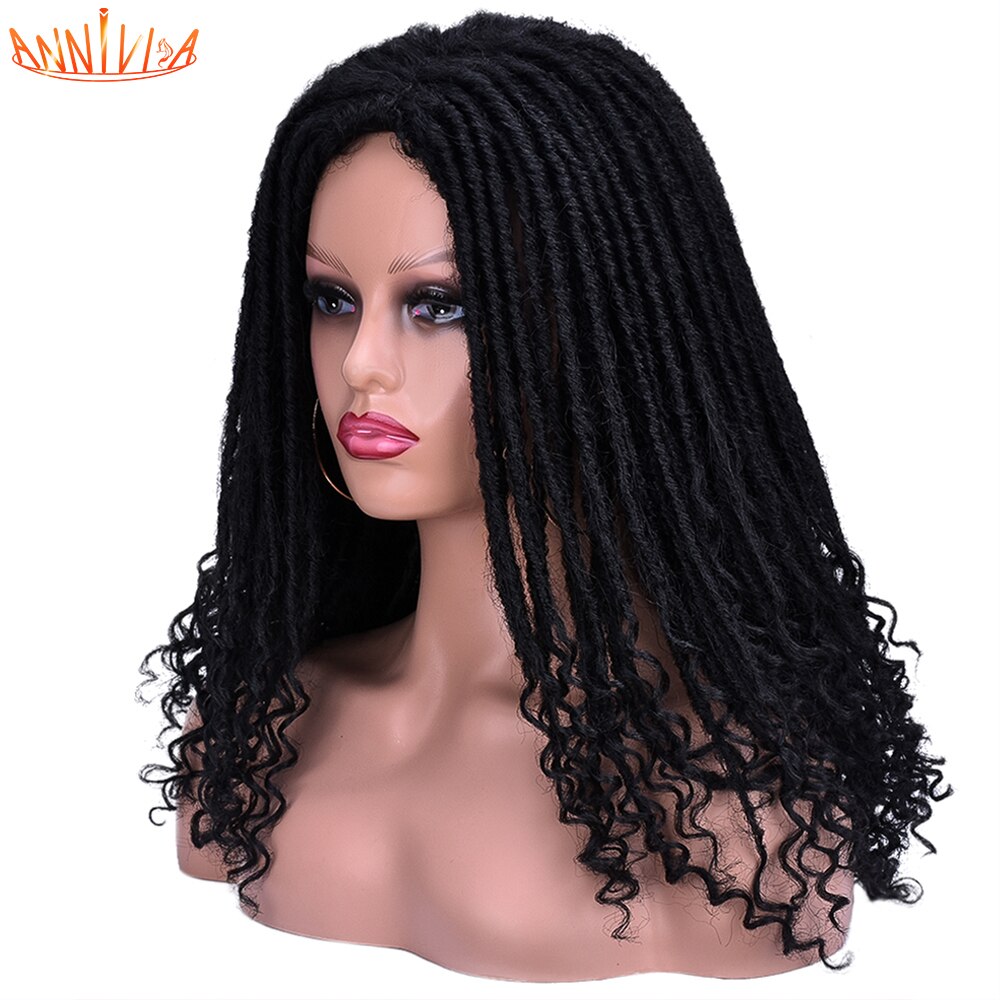 Faux Locs Braided Wigs Synthetic Goddess Dread Wig For Black Women With Curly Ends Knotless Braids Annivia