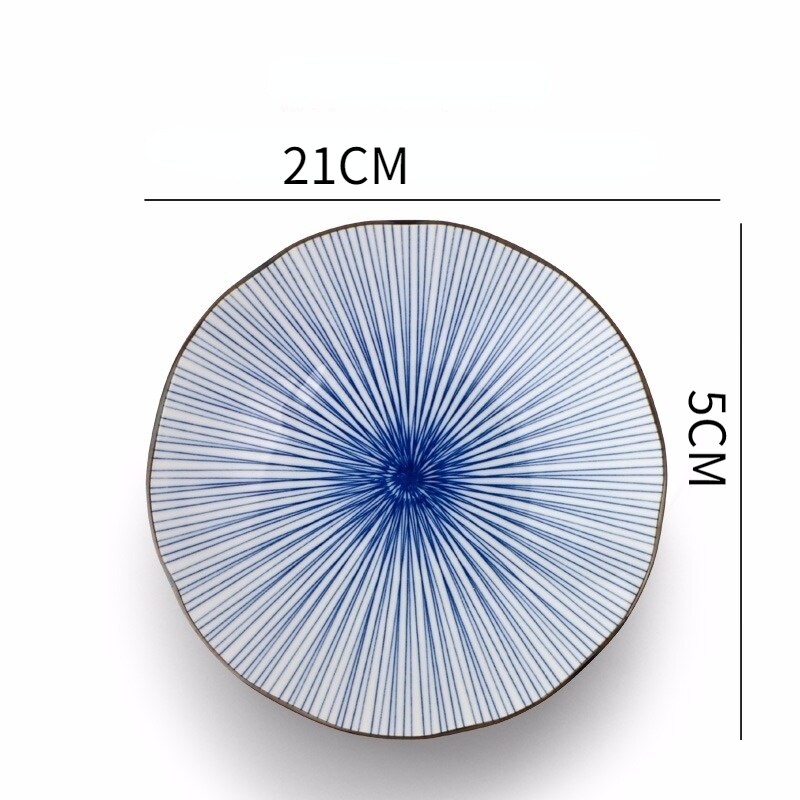 Ceramic Blue and White Porcelain Dinner Plate Hotel Restaurant Steak Plate Breakfast Salad Sushi Fruit Plate Kitchen Tableware: A-1PCS