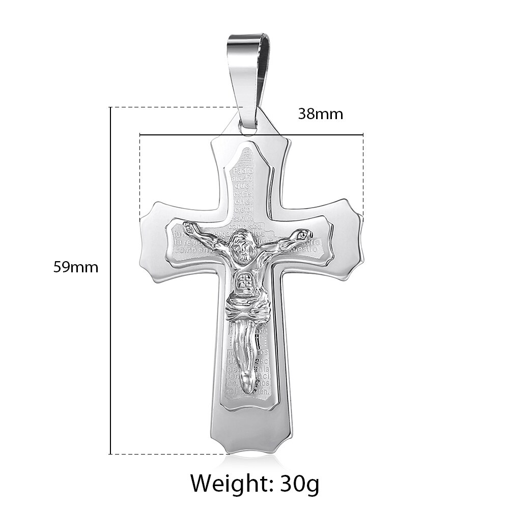 Trendsmax Men's Jesus Cross Pendant Stainless Steel Charms Gold Silver Color Male Jewelry KPP3: KP621