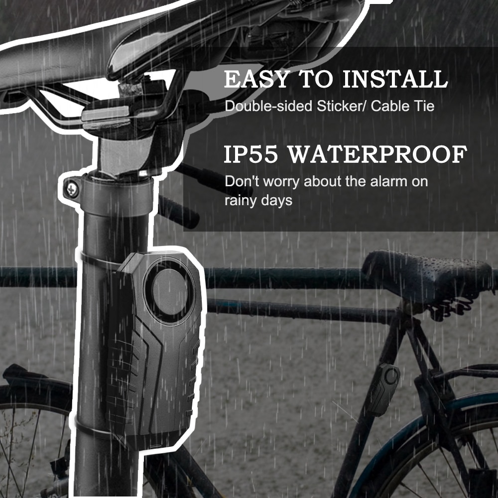 Elecpow Anti-Theft Vibration Bicycle Alarm Remote Control 113dB Loud Alarm Sensor Wireless Waterproof Bike Motorcycle Security