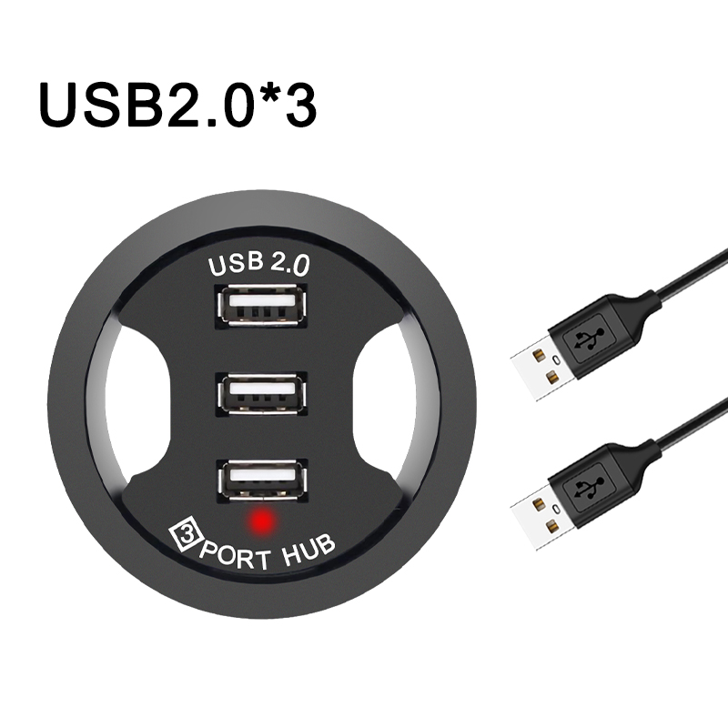 USB Hub USB 2.0 Desktop Grommet USB 2.0 Hub Audio Desk Mount Adapter 3 Port Mount In Desk Multi USB 2.0 Ports: 3 Port USB 2.0
