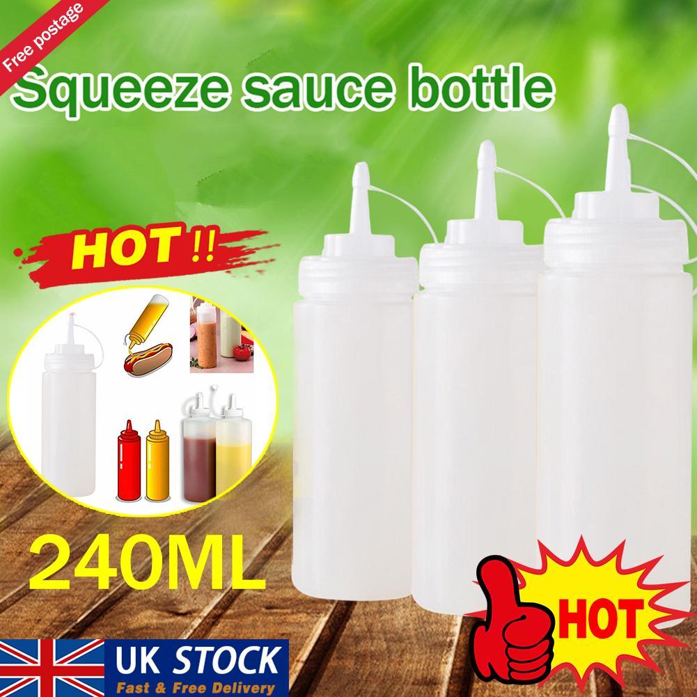 240ml Bbq Kitchen Silicone Squeeze Bottle Condiment Dispenser Sauce Mayonnaise Squeeze Jar Vinegar Oil Ketchup Jam Bottle