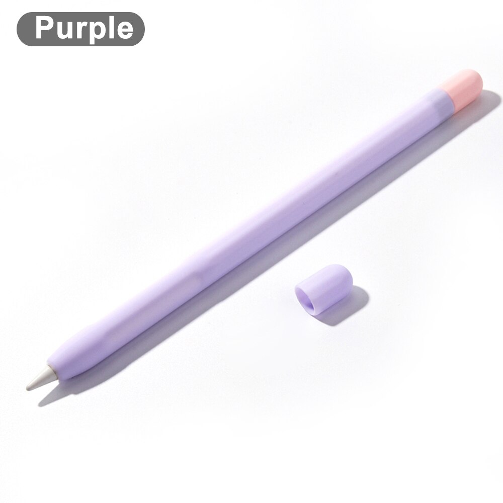 Funda protectora de silicona suave para bolígrafo, tapa de pluma antideslizante, a prueba de polvo, Color caramelo, para Apple Pencil 1ª generación: Pencil 2nd - Purple