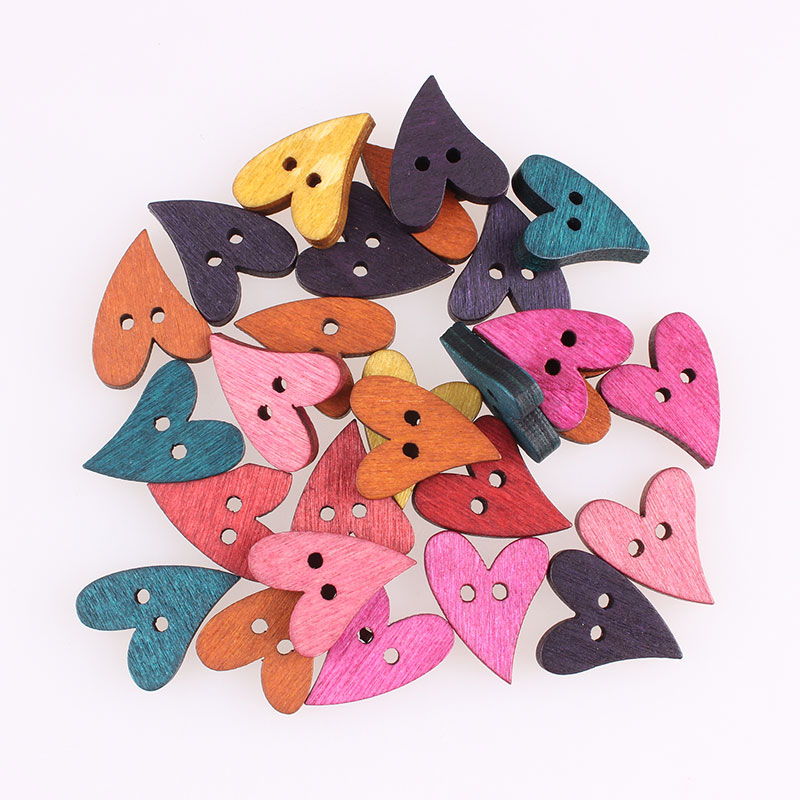 Botones de corazón hechos a mano para ropa de niña, bricolaje, decoración, costura, manualidades, botones de costura, accesorios, 100 Uds.