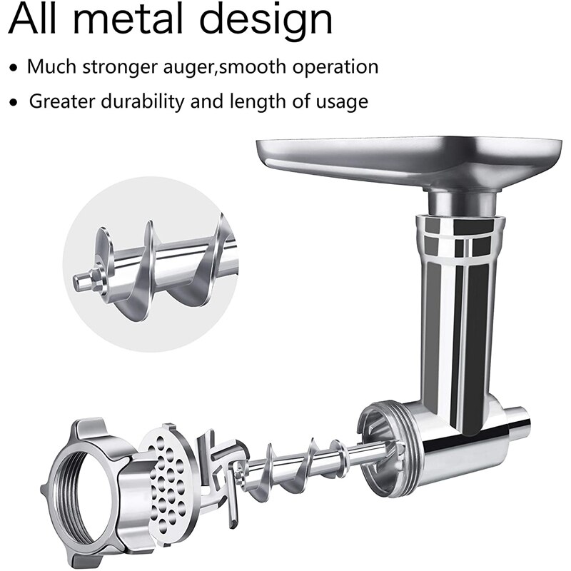 Meat Grinder Attachment For Kitchenaid Stand Mixers Sausage Stuffer Tubes, Durable Metal Food Grinder Attachments