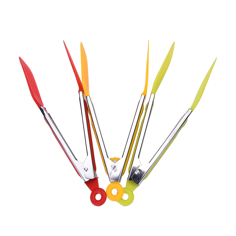 Nuevas pinzas para barbacoa, mango de silicona, pinzas de cocina, de bloqueo, pinzas de barbacoa, pinzas para alimentos de acero inoxidable